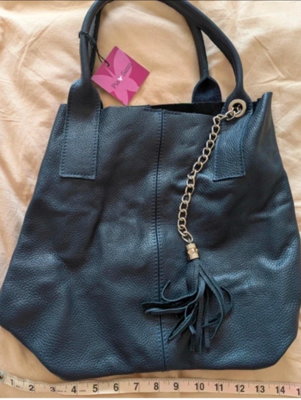 Pia Sassi Shopper Bag, Super Soft Black Leather With Matching Coin Purse, NWT